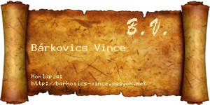 Bárkovics Vince névjegykártya